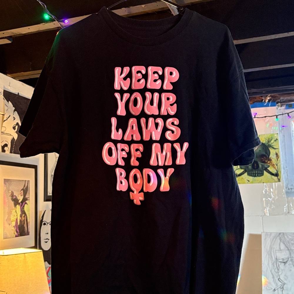 Spencer's Black Tee with Pink Text